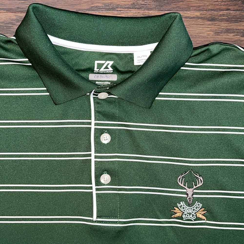 Green White Stripe 100% Poly Tobacco Road Pinehurst Area Golf polo shirt XL